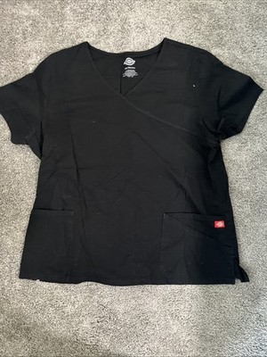 Dickies Industrial Strength Unisex V-Neck Scrub Top Poly/Cotton Black 2XL