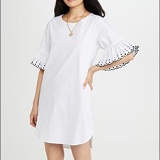 See by Chloe ruffle sleeve shift dress white NWT Retail $315 - size 38 (US 6)