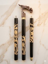 Vintage walking stick cane with dragon handle