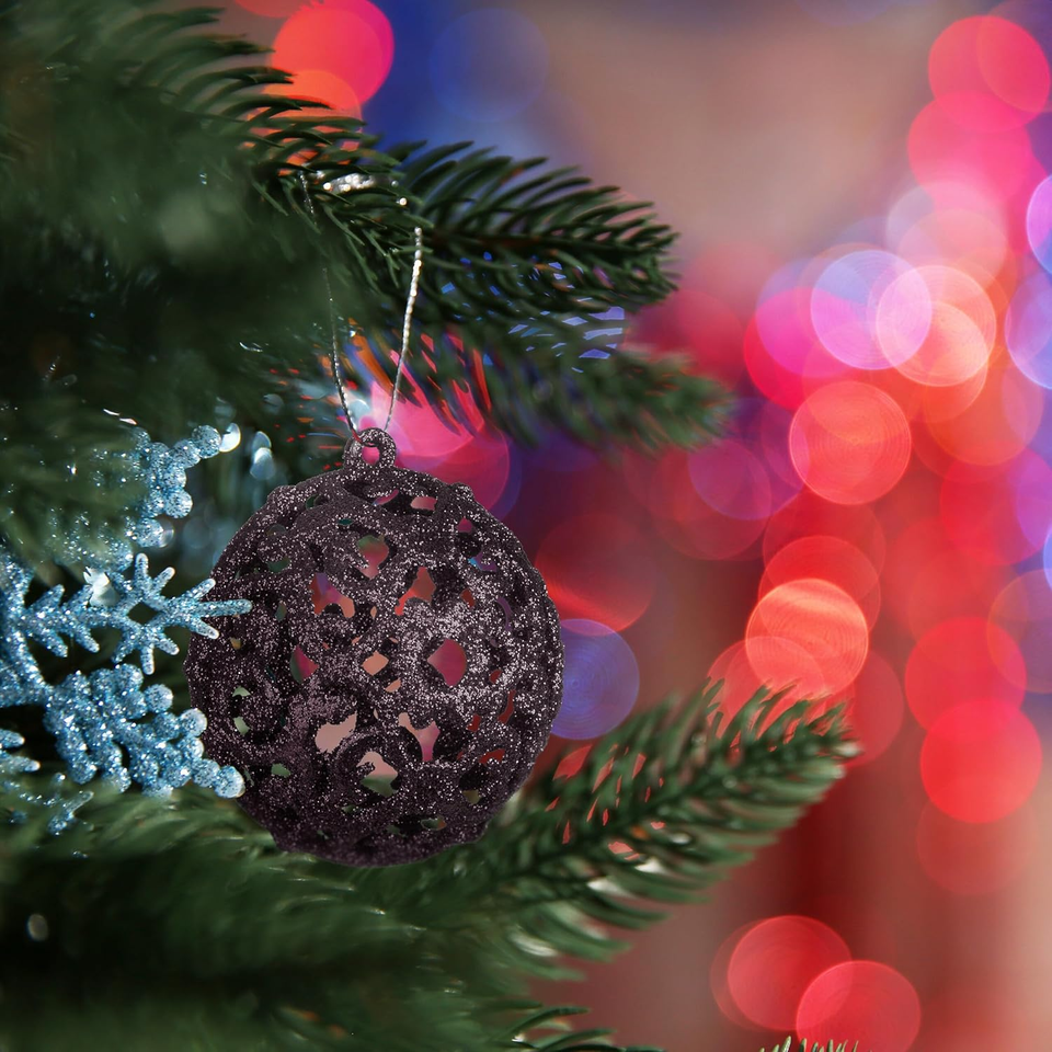 24 Palline Di Natale Argento 3cm | Opache, Glitter E Lucide | Mini Decorazioni Per Albero E Festa Con Scatola Porta - 5