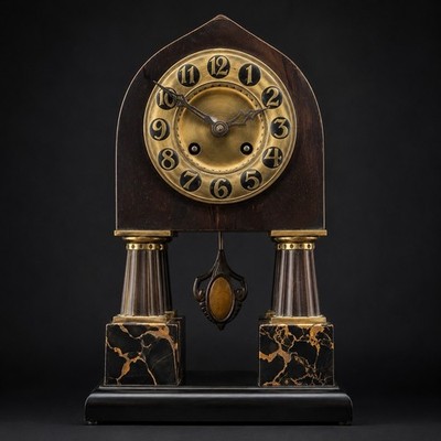 Jugendstil Tischuhr Lenzkirch Albin Müller Magdeburg Art Déco Marmor Pendeluhr