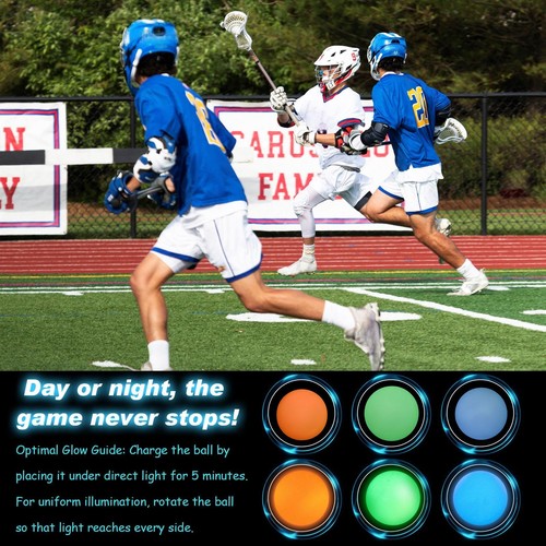 Vinsot Confezione da 12 Palle di Lacrosse Glow in the Dark per 2,48", Rosso, Blu, Arancione - Foto 5 di 6