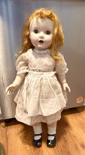 Vtg 27" Rita Paris Doll Molded Hair And Sleepy Eyes. Unmarked