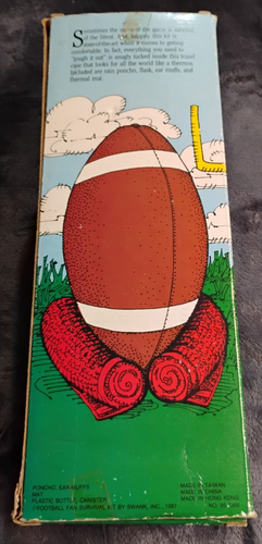 VTG 1987 Swank Football Fan Survival Kit W/Poncho Ear Muffs Mat Flask & Thermos - Picture 8 of 10