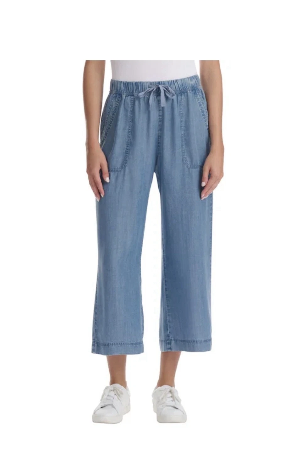 Splendid Women's Lyocell Wide Leg Crop Pant Blue Sz XL