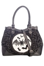 BANNED Apparel Handtasche schwarz Gothic Rockabilly Fledermäuse Kamee beflockt Drache Nymphe