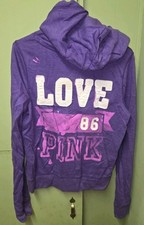 NEW Victoria s Secret LOVE PINK 86 DOG Paint Purple Hoodie Medium Vintage RARE