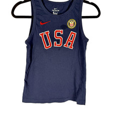 Nike Shirt Team USA Tank Top Medium Navy Blue Olympics Patch