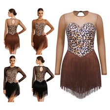 Women Latin Dance Dance Competition Dress Costume Fringe Tango Leotard Cha Cha