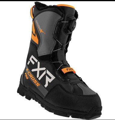  FXR X-Cross Pro BOA Snowmobile Ski Boots Black/Orange Unisex 7M 9W~NEW IN BOX