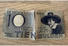 10 Gulden Geld Schein 1943 "Staalmeester" Niederlande Besatzung