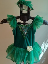 Girls Child Small Tutu Velvet Green Sparkles Sequin Curtain Call