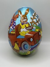 6" German Paper Mache Easter Egg Candy Container Bunny Car Scene