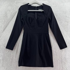 By Anthropologie Dress Womens 2 Black Long Sleeve Sweetheart Slim Mini Stretch
