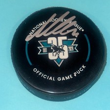 MACKLIN CELEBRINI Signed San Jose SHARKS 35th Anniv. Official GAME Puck Fanatics