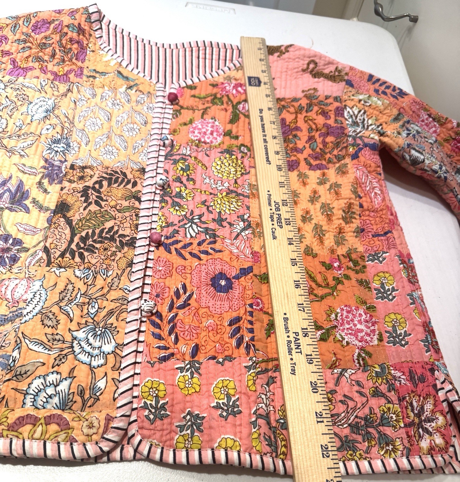 Patchwork Quilted Cotton Jacket Handmade Women Si… - image 10