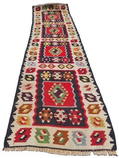 Rare Hand Knotted Vintage Turkish Kilim Kilm Wool Area Runner Rug 6.5 x 1.8 Ft