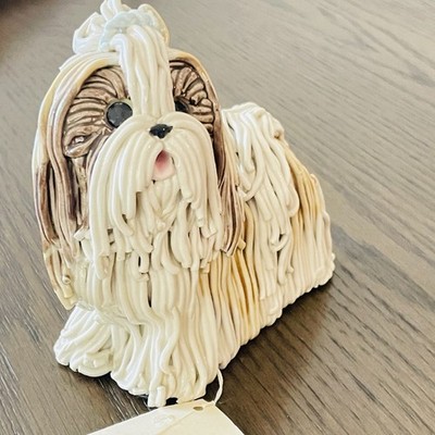 Vintage 1981 Kathy Wise Original Spaghetti Ceramic Shih Tzu Dog Figurine