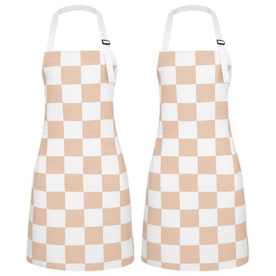 2 Pack Cute Waterproof Checkered Pattern Kitchen Cooking Aprons