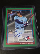 2026 Topps Series 1 #91A-GSP George Springer 1991 75th On Card Auto Green /99