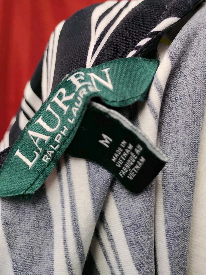 Pantalones Cortos Ralph Lauren Jersey Una Pieza Envolvente Corbata Talla M Negro Blanco Foto 3 de 3