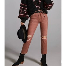 Anthropologie Pilcro The Vintage Straight Distressed Jeans in Pink 27