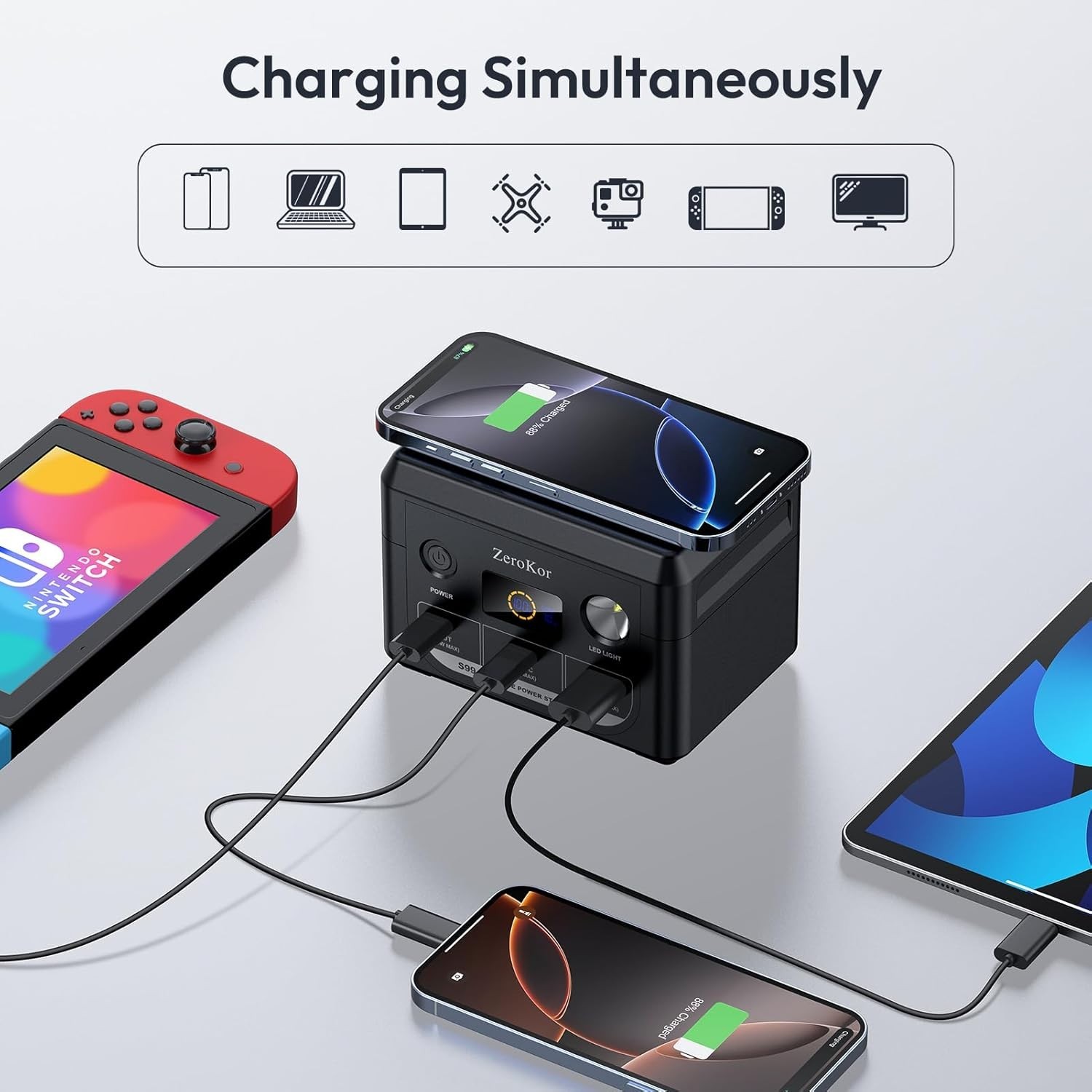 100W Portable Power Station, 96Wh Small Generator 30000mAh