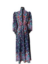 Fashion Nova Luxe Chiffon Vibrant Bright Multi Colored Maxi Dress Sz S NWT