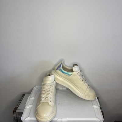 Alexander Mcqueen Oversized Platform White Leather Iridescent Womens Size 43