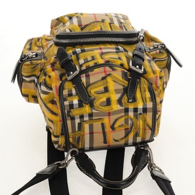 BURBERRY Nova Check Graffiti Backpack Canvas Beige Auth 154919V | eBay