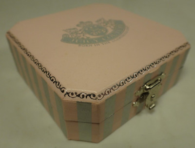 Juicy Couture Pink Silver Stripe Small Jewelry Gift Box Empty Presentation Case