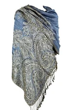 Double Layered Jacquard Paisley Pashmina Shawl Wrap Warm Luxurious Scarf
