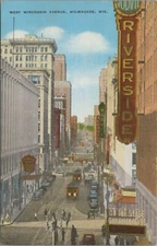West Wisconsin Avenue Milwaukee Wisconsin Linen Vintage Post Card