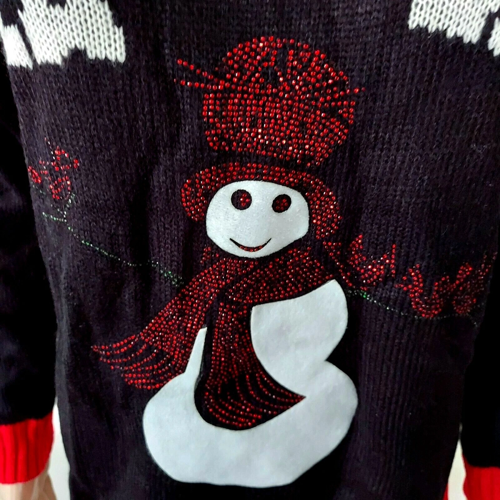 New York Laundry Womens Sweater Size Medium Rhinestone Snowman Ugly Christmas