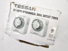 Tessan Outlet Timer Mechanical 24 Hour Light Timer Dual Prong 2 Pack 3 Socket
