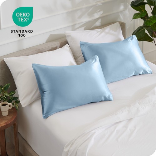 Fundas de almohada de poli satén Bare Home con cierre de cremallera - Paquete de 2 - Imagen 47 de 64