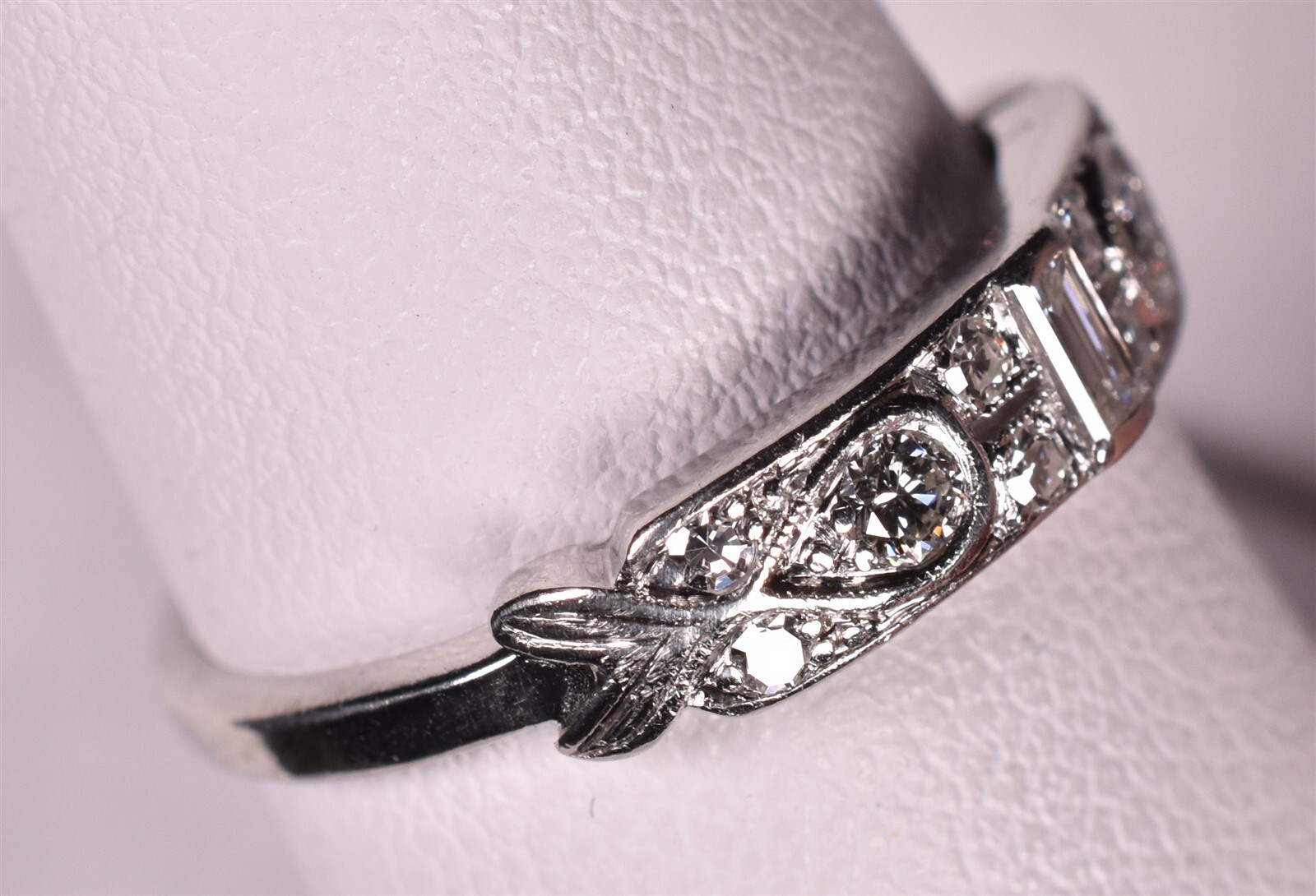 Antique Platinum Diamond Band Stack Ring Size 6 1… - image 2