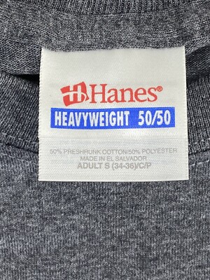 Hanes Heavyweight 50/50 Blank T Shirt NOS Dark Gray Size Small