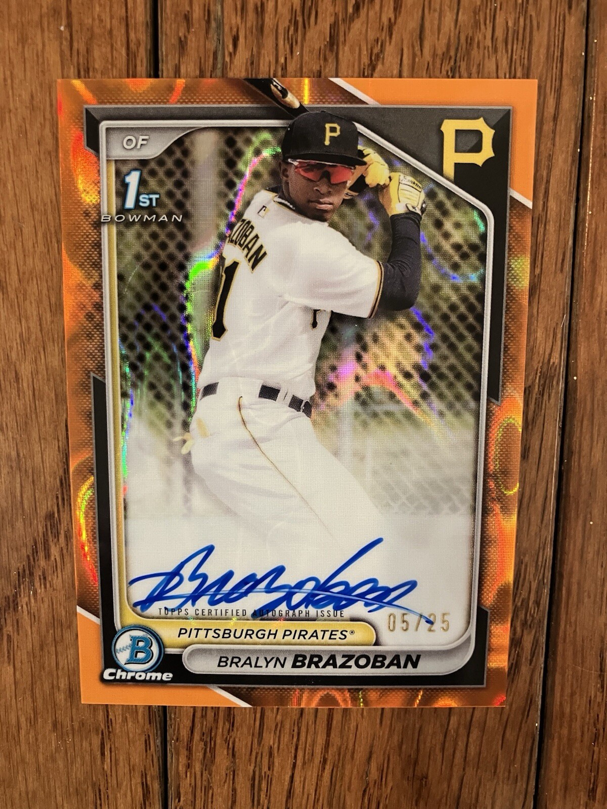 2024 Bowman Chrome Bralyn Brazoban #CPA-BB Autograph Orange Lava Refractor 5/25