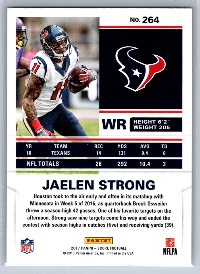 2017 Score #264 Jaelen Strong Red Zone #/20 - Image 2 of 2