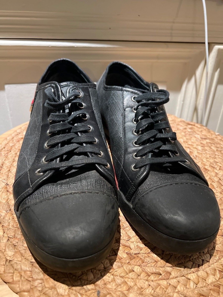 Gucci sneakers 182261 men 8.5 black silver lace holes | eBay Gucci sneakers 182261 men 8.5 black silver lace holes | eBay