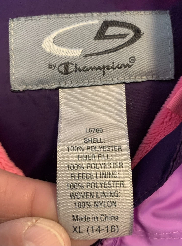 Chaqueta acolchada forrada de lana Champion C9 juvenil púrpura/púrpura XL (14-16) con capucha cremallera Foto 2 de 4