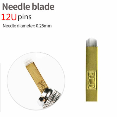 PCD 12 U Shape Needles Microblading Permanent Makeup Manual Eyebrow Tattoo Blade