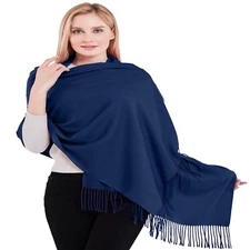 Navy Blue Thick Solid Color Cotton Blend Shawl Scarf Pashmina CJ Apparel **NEW**