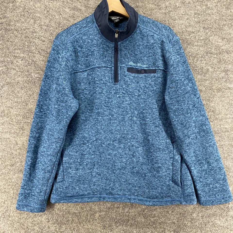 Eddie Bauer Jacket Men M Medium Blue High Neck Zipper Pockets Long Sleeve Solid - Image 4 of 4