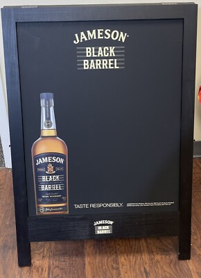 Jameson Irish Whiskey Black Barrel Chalkboard Sandwich Board Black NEW