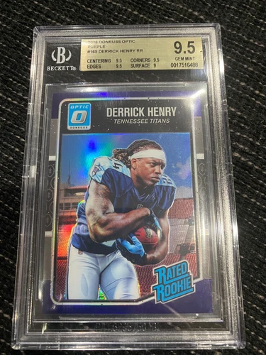 DERRICK HENRY 2016 PANINI OPTIC PURPLE RATED ROOKIE RC #165 BGS 9.5 GEM MINT