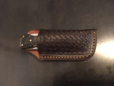 Open top quality Leather knife sheath with nice basket weave (Holster only) 