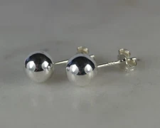 925 Sterling Silver 3mm Round Ball Stud Earrings Polished Butterfly Post Backs