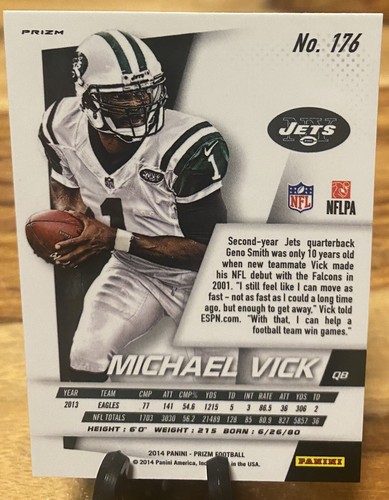 2015 PRIZM MICHAEL VICK RED WHITE & BLUE HOLO PRIZM NY JETS - Picture 2 of 3